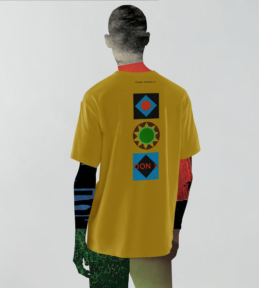 Camiseta mostarda sol bordado